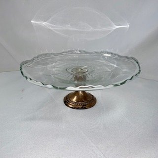 Cake Stand: Crystal Curved Edge w/Silver Base 12