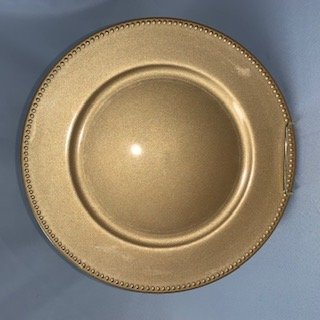 Charger Plate: Gold Round with Beaded Rim
