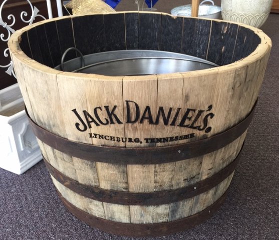 J Daniels Whiskey Half-Barrel