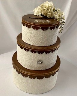 Card Box, Tiered Copper, Ivory and Lace