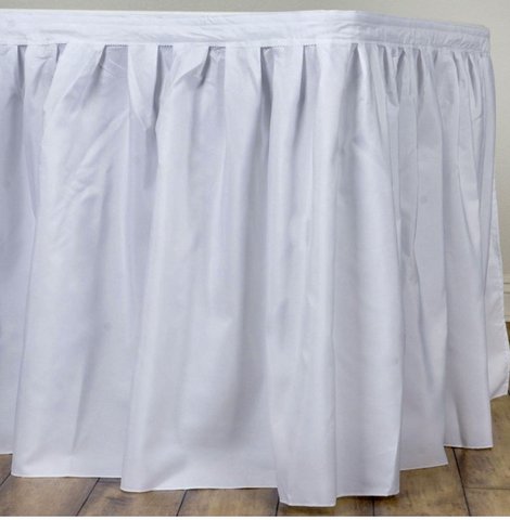 14' Table Skirting, Solid Poly White