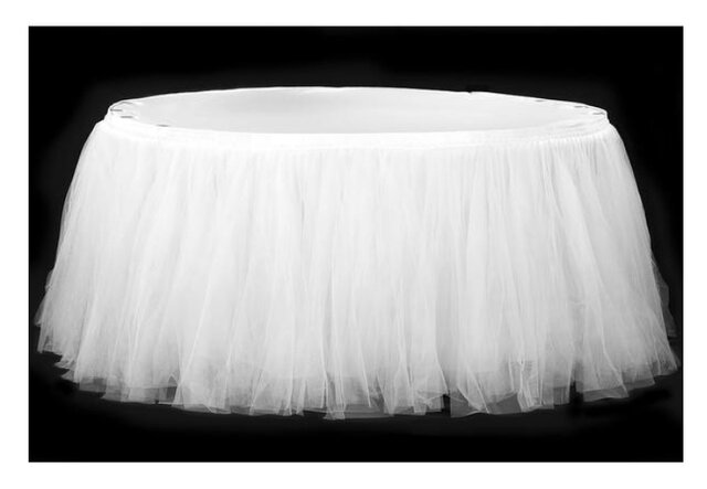 21' Specialty Table Skirting, Tulle White