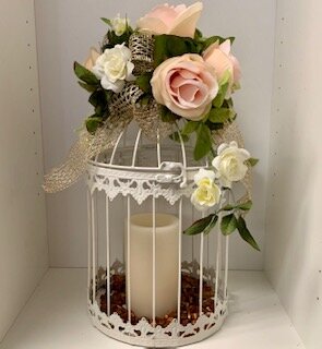 Birdcage with Candle and Floral Topper