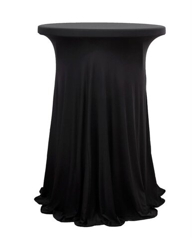 Cocktail Table Linen, Black Spandex w/Natural Wavy Drapes