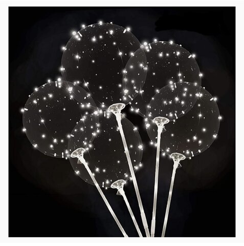 Balloon, LED/White Clear Light Up Balloons & Sticks (priced each)