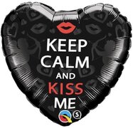 Keep Calm & Kiss Me, Black, Red & White - 18"