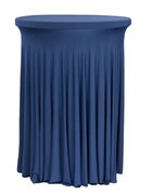 Cocktail Table Linen, Navy Spandex w/Natural Wavy Drapes