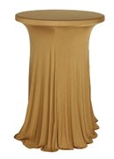 Cocktail Table Linen, Gold Spandex w/Natural Wavy Drapes