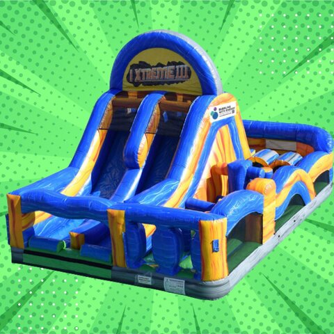 50Ft Extreme Mega Marble Obstacle Course Dry Slide