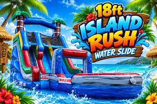 18ft Dual Lane Island Rush Water Slide