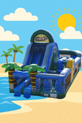 50' Extreme Tropical Dual Lane  Obstacle Course With Dry Slide
