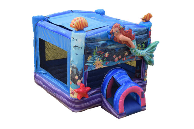 14Ft Mermaid Bounce House With Water Misters