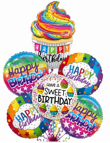 Sweet Celebration Cupcake Birthday Balloon Bouquet
