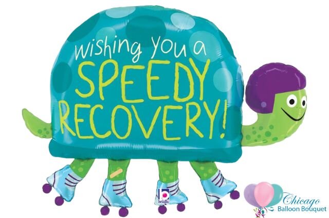 Speedy Recovery Turtle Foil Balloon