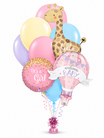 It's A Girl Giraffe Balloon Bouquet