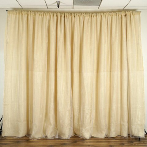 Backdrop 20Ft x 10Ft Dual Layer Chiffon And Natural Rustic Burlap With Pipes