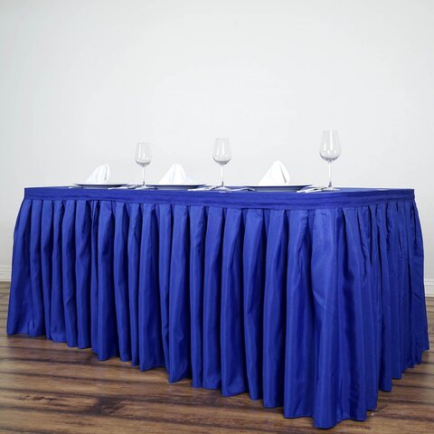 17 Ft Royal Blue Pleated Polyester Tablecloth