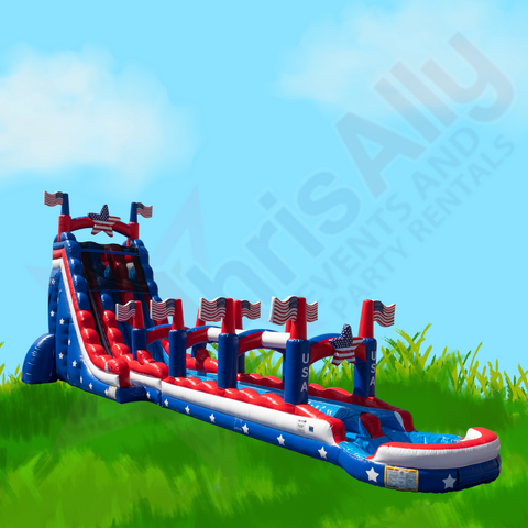 27' Patriotic Water Slide and Slip and Slide