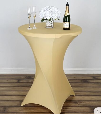 30 IN. ROUND STRETCH COCKTAIL TABLECLOTH GOLD