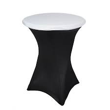 30 IN.ROUND COCKTAIL TABLECLOTH TOP WHITE AND BLACK