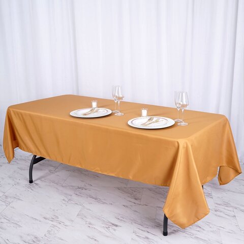 60x102 Polyester Rectangula Tablecloth Gold