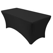 6 FT Black Rectangular Stretch Spandex Tablecloth
