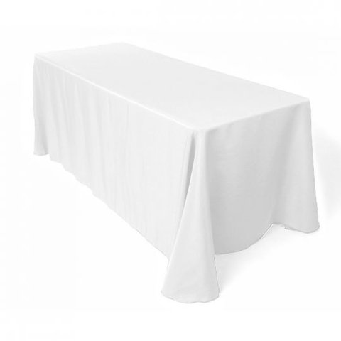 90 X 132 IN. RECTANGULAR POLYESTER TABLECLOTH WHITE