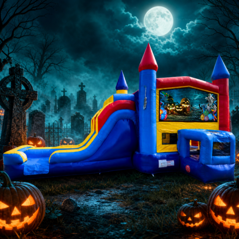 Halloween Party Castle Jump and Dual Slide XL Dry/Wet
