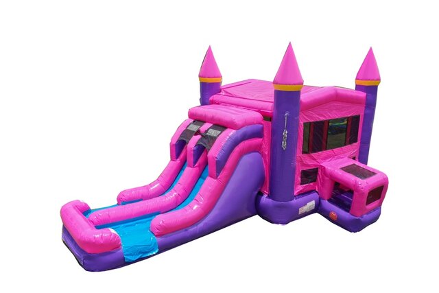 Pink and Purple Castle Jump and Dual Slide XL
