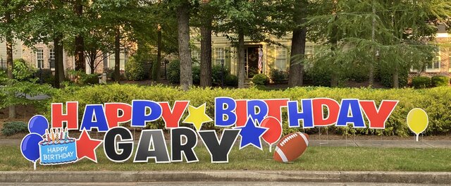 Happy Birthday Yard Sign Blue and Red