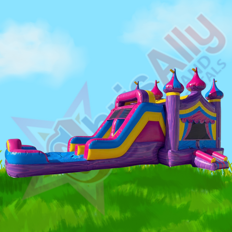 Purple and Pink Royal Castle Jump and Slide XL Wet/Dry