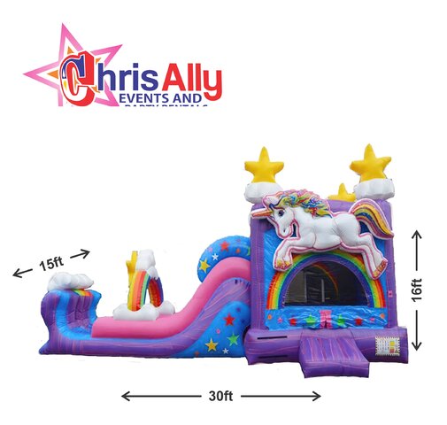 Rainbow Unicorn Jump and Dual Slide Wet XL