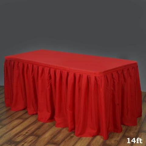 Red Table Linen with Skirt Included (8' Table)