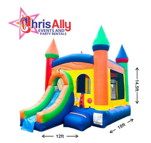 Small Castle Combo Rainbow Jump and Slide Toddler