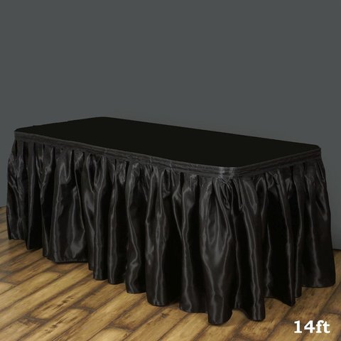 Black Satin Table Skirt 17 Ft.