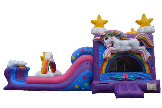 Rainbow Unicorn Jump and Dual Slide Wet XL