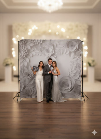 3D White Floral Heart Backdrop Pillow Case