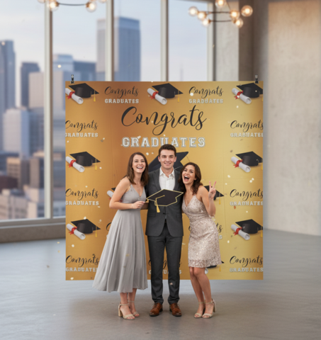 Golden Grads Backdrop Pillow Case