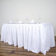 17FT White Pleated Polyester Table Skirt