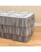 17 ft. Tiered Organza Table Skirt Silver