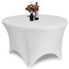 4FT White Round Strech Spandex Tablecloth