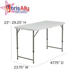 Toddler Folding Tables/ 4 feet Adjustable Height