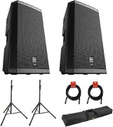 Electro-Voice ZLX-12BT 12" 2-Way 1000W Bluetooth Powered Loudspeaker (Pair) with 2x Steel Speaker Stand & 2x XLR Cable Bundle