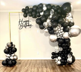 Over the Hill Balloon Arch (Silver & Black)