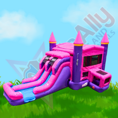 Pink and Purple Castle Jump and Dual Slide XL