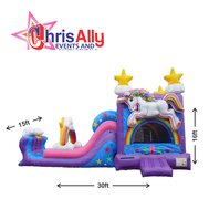Rainbow Unicorn Jump and Dual Slide Dry  XL 