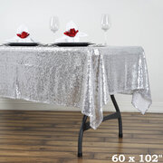 Silver Sequin  Rectangular Tablecloths 60" x 102"