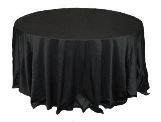Linen: Black Round Tablecloth 120