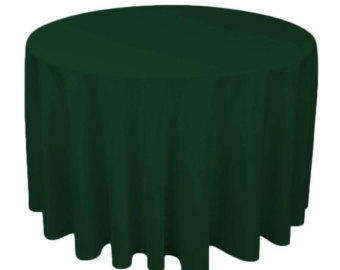 Linen: Dark Green Round Tablecloth 120