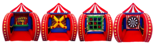 4 Carnival Inflatable Games (Ring Toss, Tic-Tac-Toe, Knock Down, Dartboard) 34'x10'